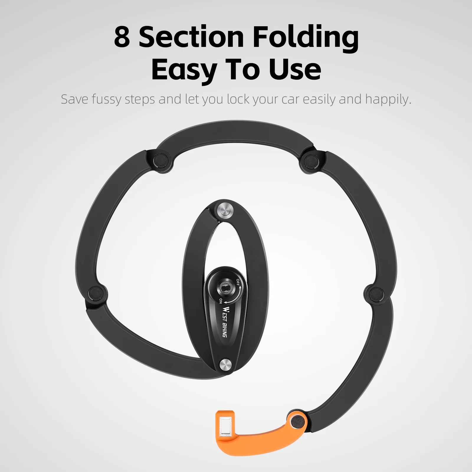 West Biking Folding Lock Heavy-Duty Alloy Steel Bike Lock with 3 Keys