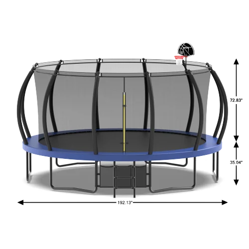 EAONE 16FT Trampoline with Basketball Hoop and Safety Enclosure Net, Recreational Trampolines with Ladder, 1320 LBS Capacity 6 Kids, Shoe Bag and Galvanized Anti-Rust Coating