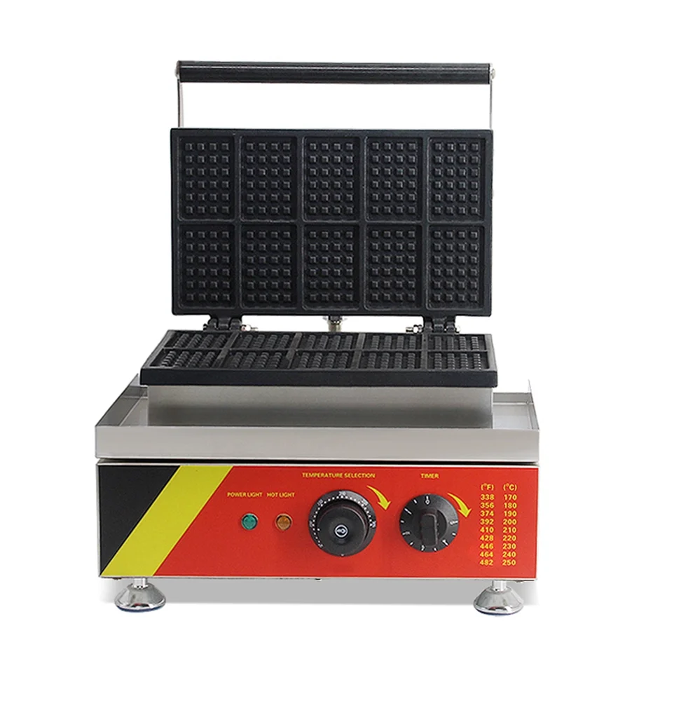 Techtongda 10 Grit Commercial Waffle Maker Making Machine Nonstick Electric Mini Square Waffle Baker Machine