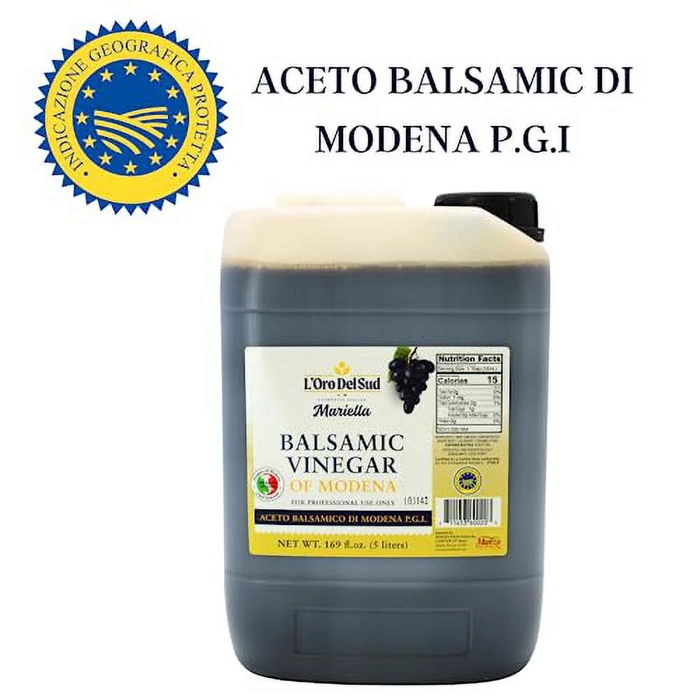 Premium Aged Balsamic Vinegar of Modena, IGP Certified, 5 liters (169 fl oz), Mariella, Product of Italy, Bulk Packaging Refill, Repacking, Restaurants, Home Use.