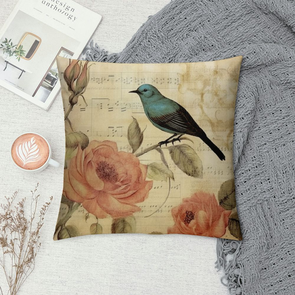 COMIO  Throw Pillow Covers Victorian Bird Paris French Botanical Rose Cushion Pillow Case Home Decor Pillowcase