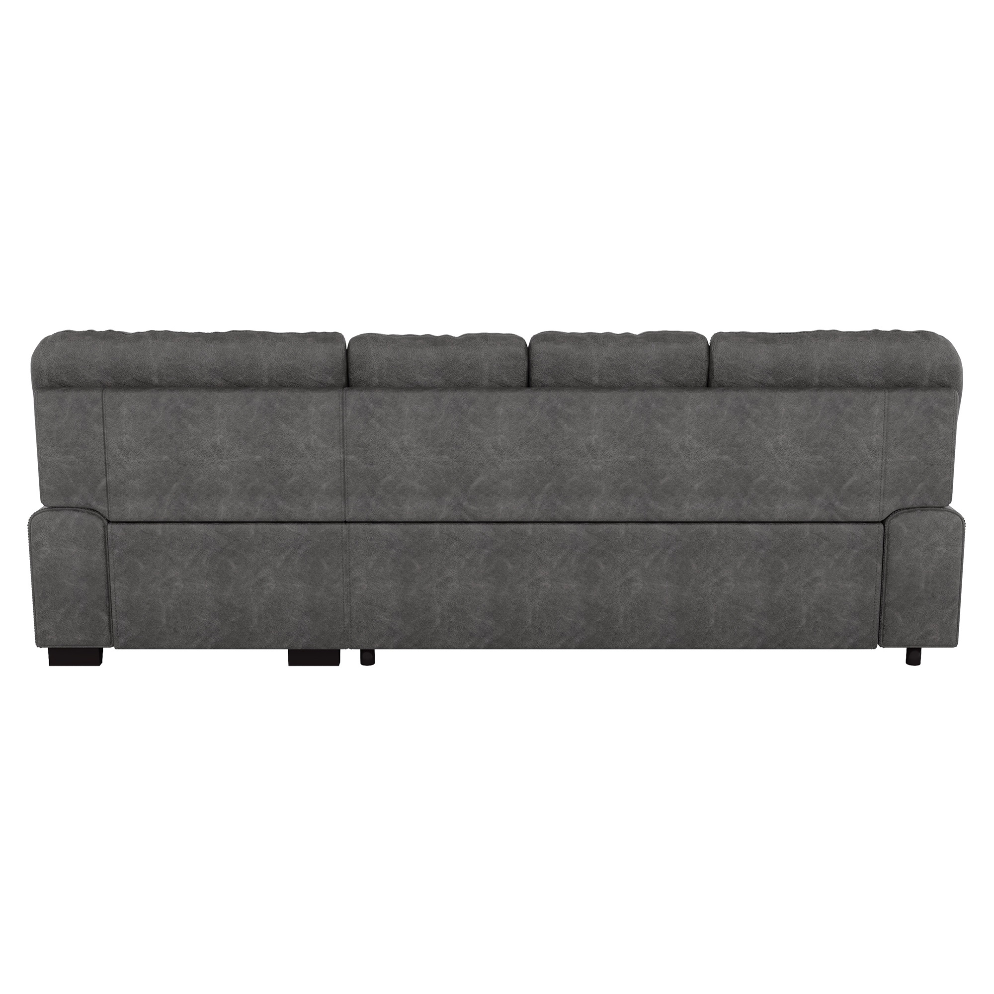 Monroe 114 in. W 2-Piece Microfiber Upholstery Sectional Sofa with Right Chaise in Dark Gray