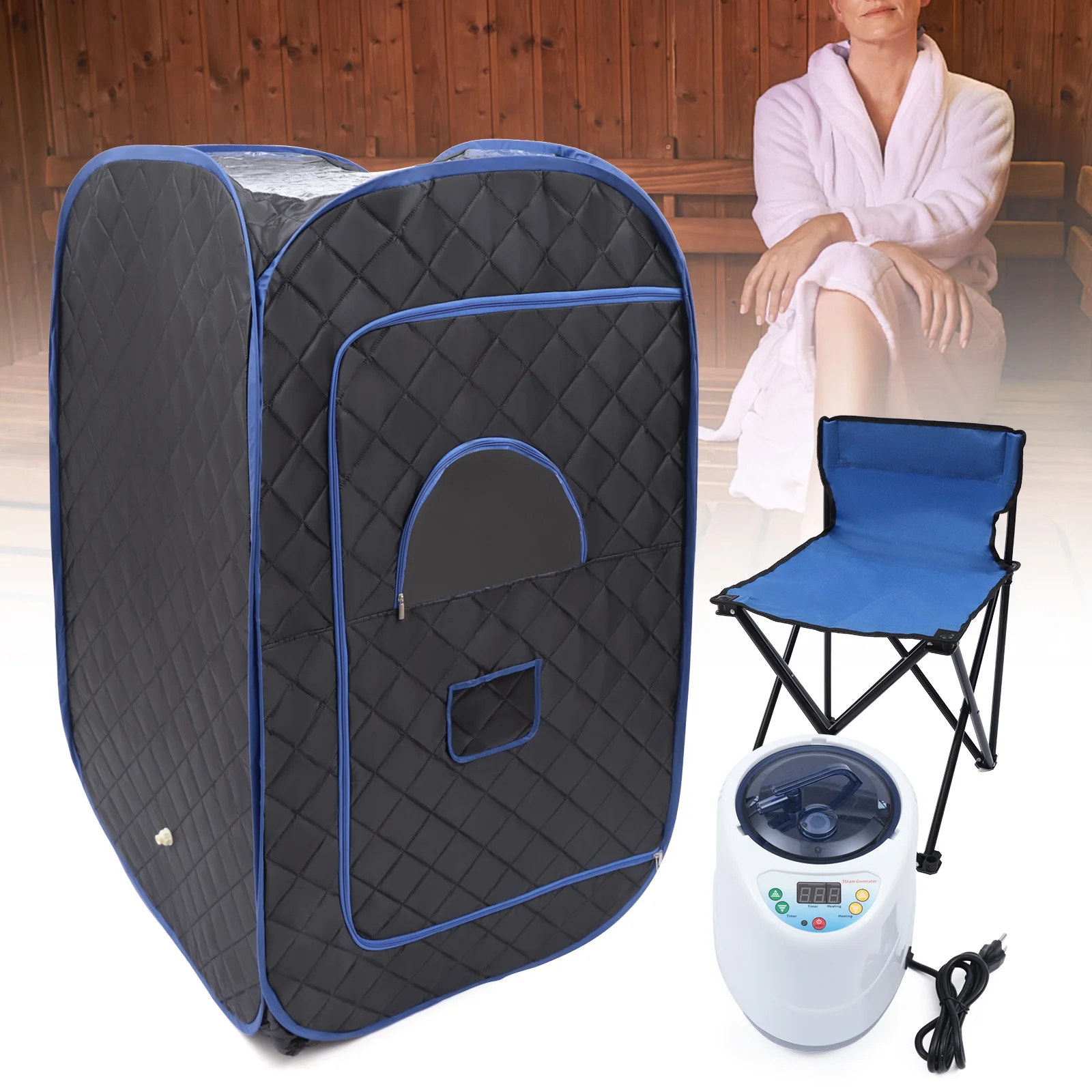 Miumaeov Portable Sauna Personal Steam Sauna Spa for Home Relaxation 2L Steamer 99 Minute Timer Sauna Tent, Remote Control with Chair for Relaxation Indoor Sauna (135CM)