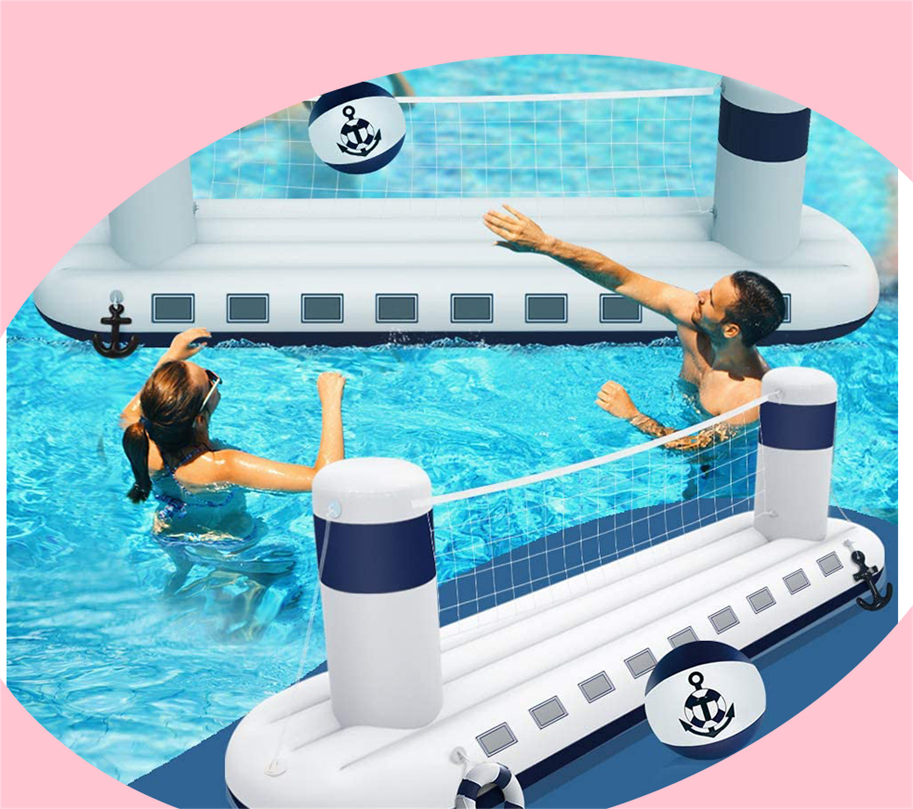 Inflatable Pool Game Set Volleyball Game with 1 Ball