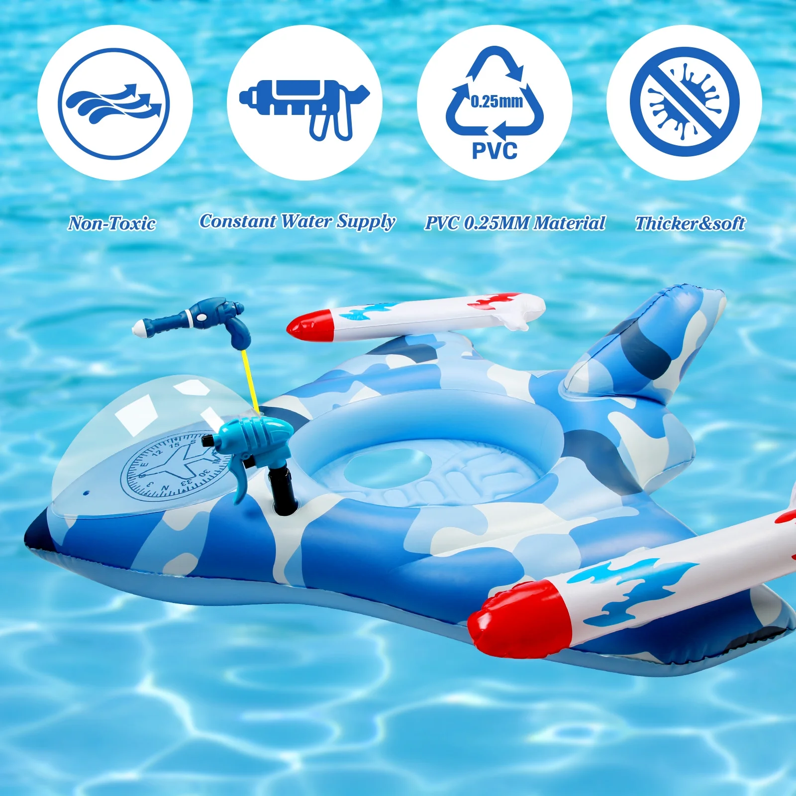 YEEREEN Pool Floats with Water Guns,Inflatable Pool Float for Summer Parties Beach Games - Lightweight & Durable PVC Material