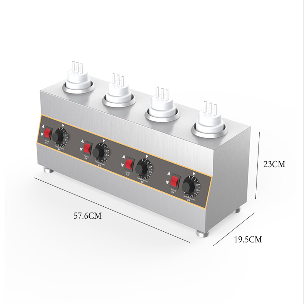 INTBUYING 4 Pots Electric Sauce Warmer Jam Condiment Dispenser Stainless Steel