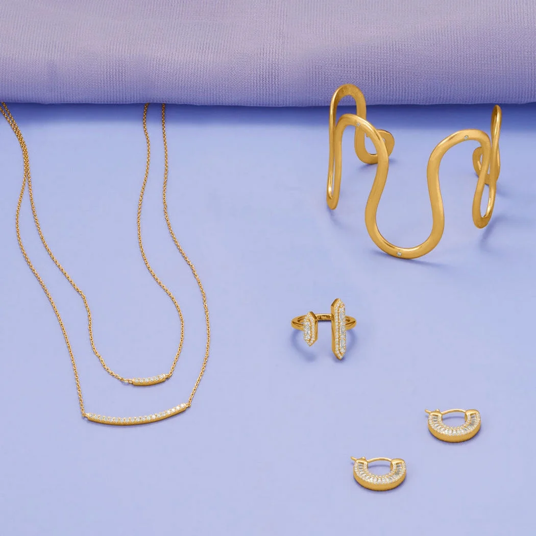 14k Gld Plated 925 Sterling Silver 14k Plated CZ Double Bar Ring Band is 1.8mm 1.5mm X 3mm Baguette CZs Jewelry Gifts fo