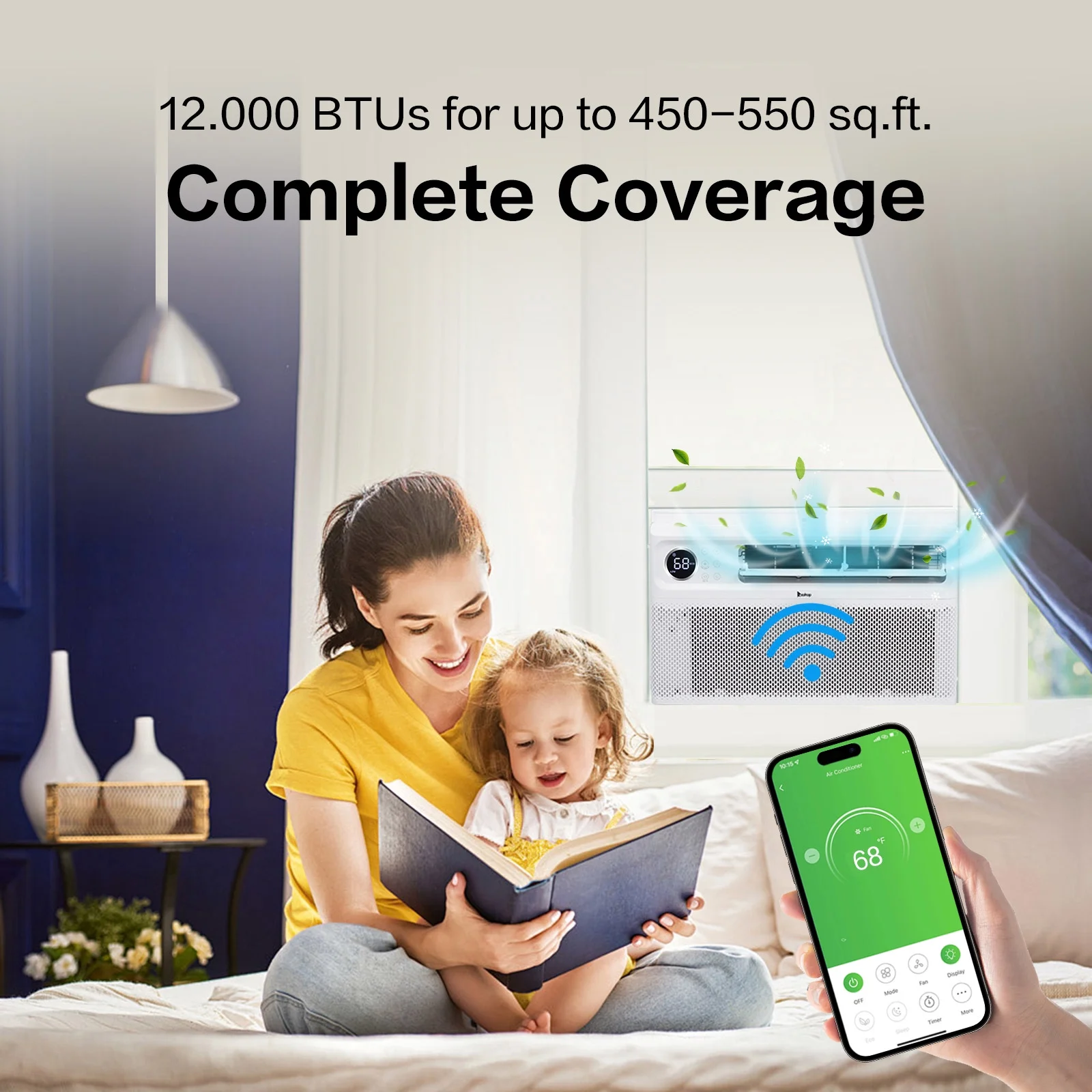 Ktaxon Window Air Conditioner, 12000 BTU Smart Inverter Air Conditioner With Remote/App Control, Energy Saving Window AC Unit with Dehumidifier, Fan, Ultra Quiet