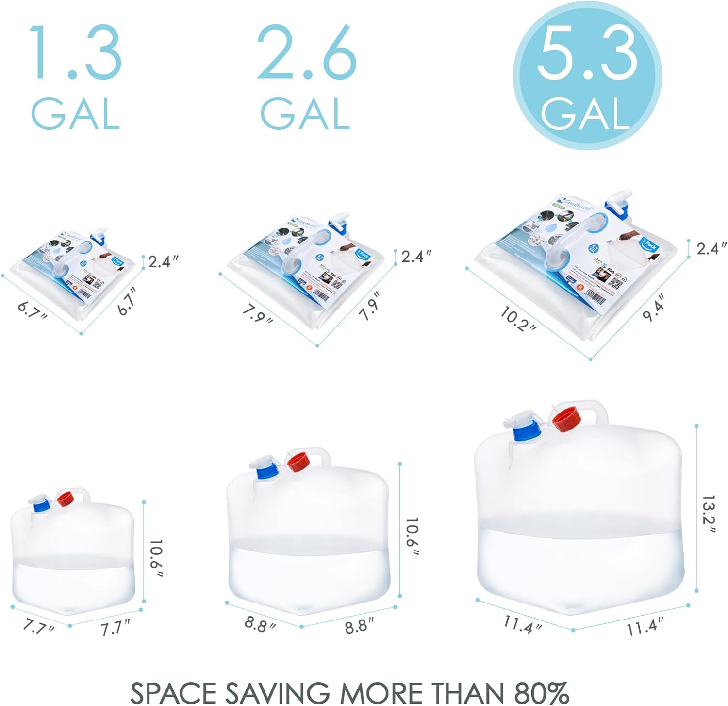 Collapsible Water Container Jug with Spigot, 10×5.3 Gallon BPA Free Camping Water Storage Carrier for Outdoor Hiking Backpacking & Emergency Survival Kit, Foldable Portable Canteen