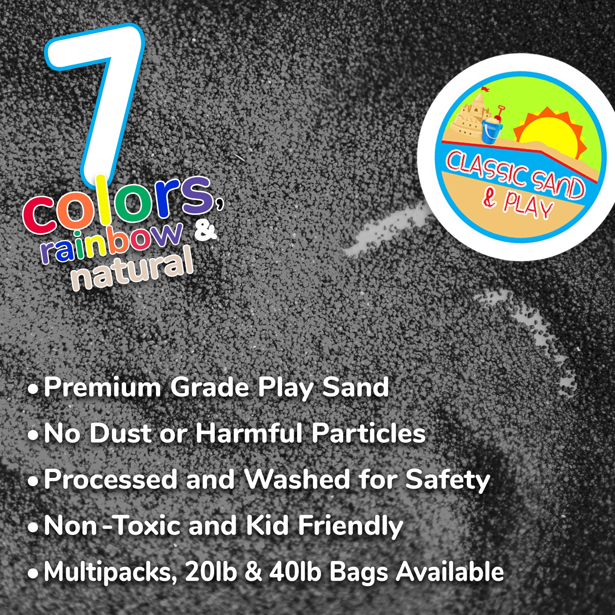 Classic Sand & Play Black Colored Play Sand, 20 lb. Bag, Natural and Non-Toxic