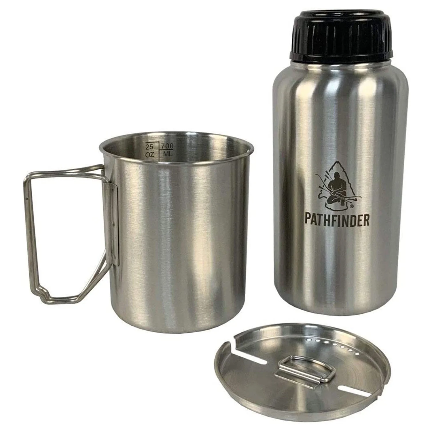 Self Reliance Outfitters Pathfinder Steel Camp Water Bottle and Nesting Cup Set