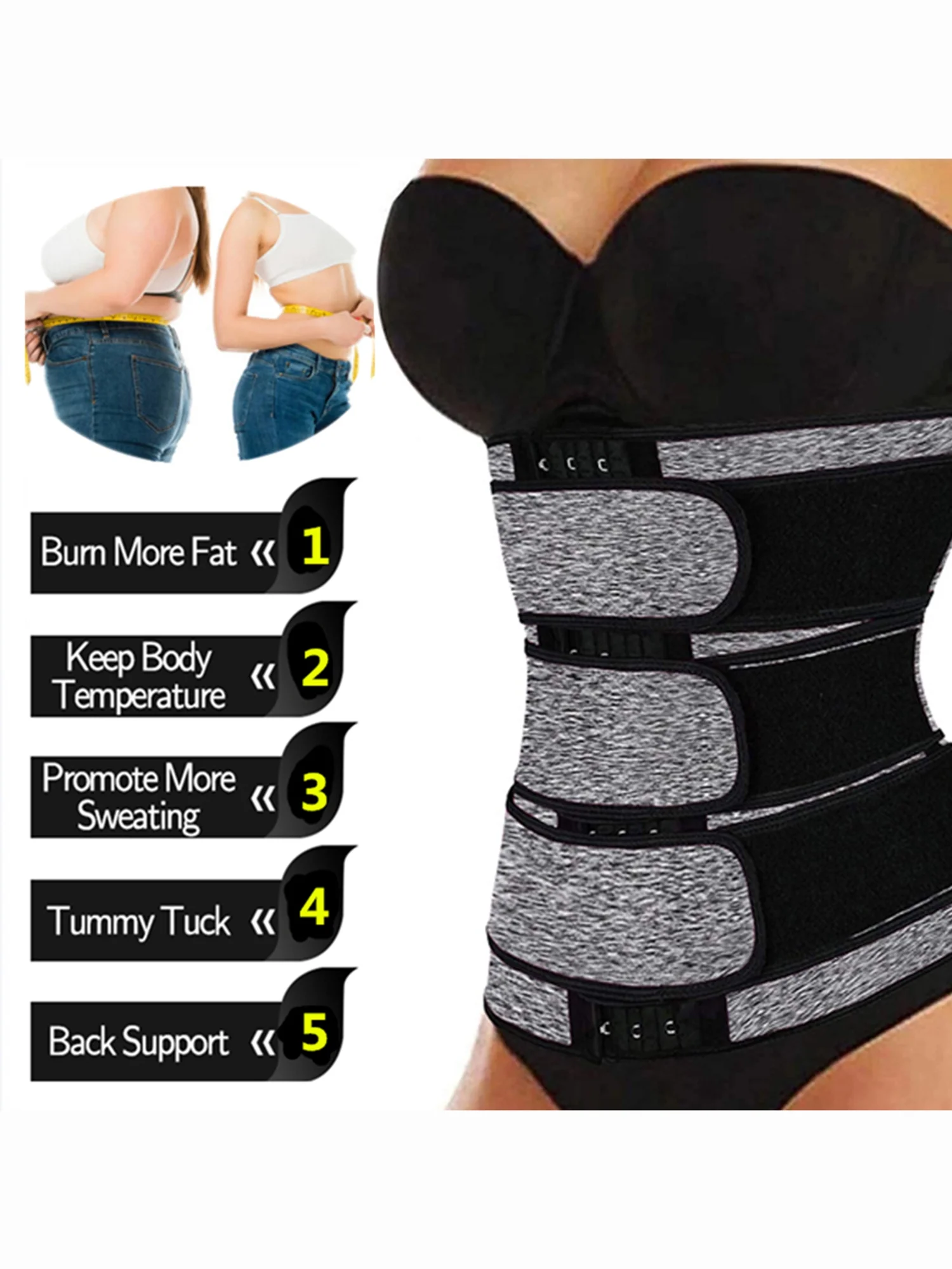 SAYFUT Women's Sweat Waist Trainer Corset Trimmer Belt Waist Cincher Body Shaper Slimming Sports Girdle Shapewear