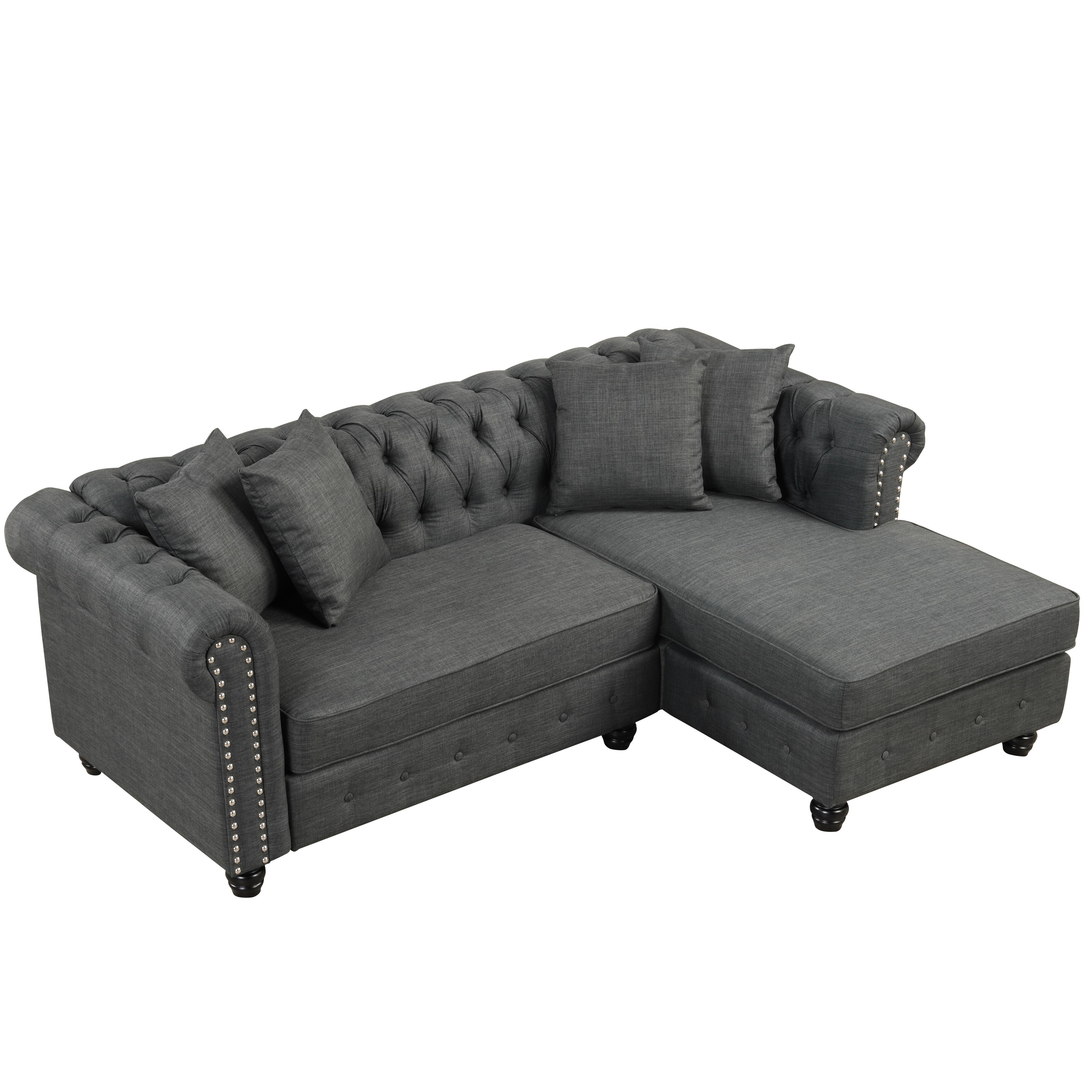 Morden Fort  Chesterfield Sofa Living Room Furniture Couches Linen Grey
