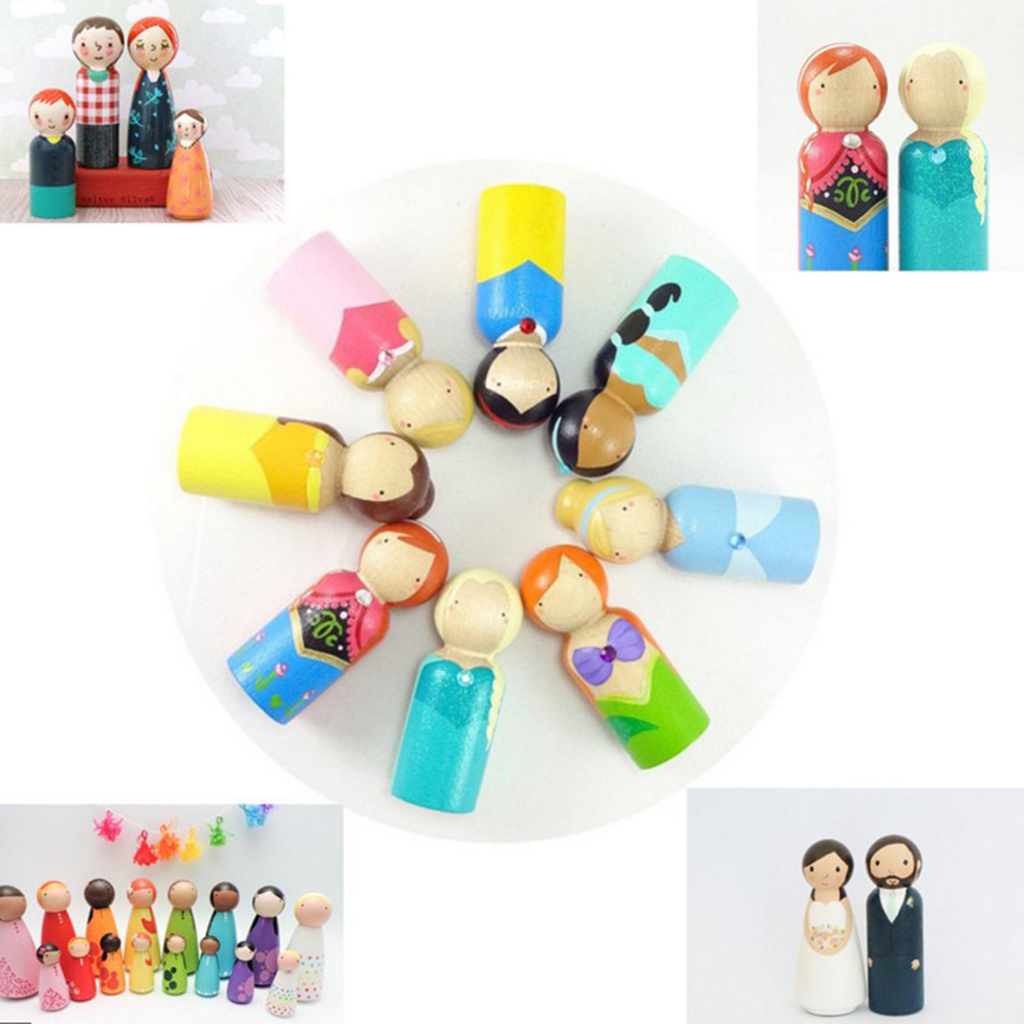 Unpainted Wooden Peg Dolls Unfinished People - 24Pcs Assorted Sizes - Natural