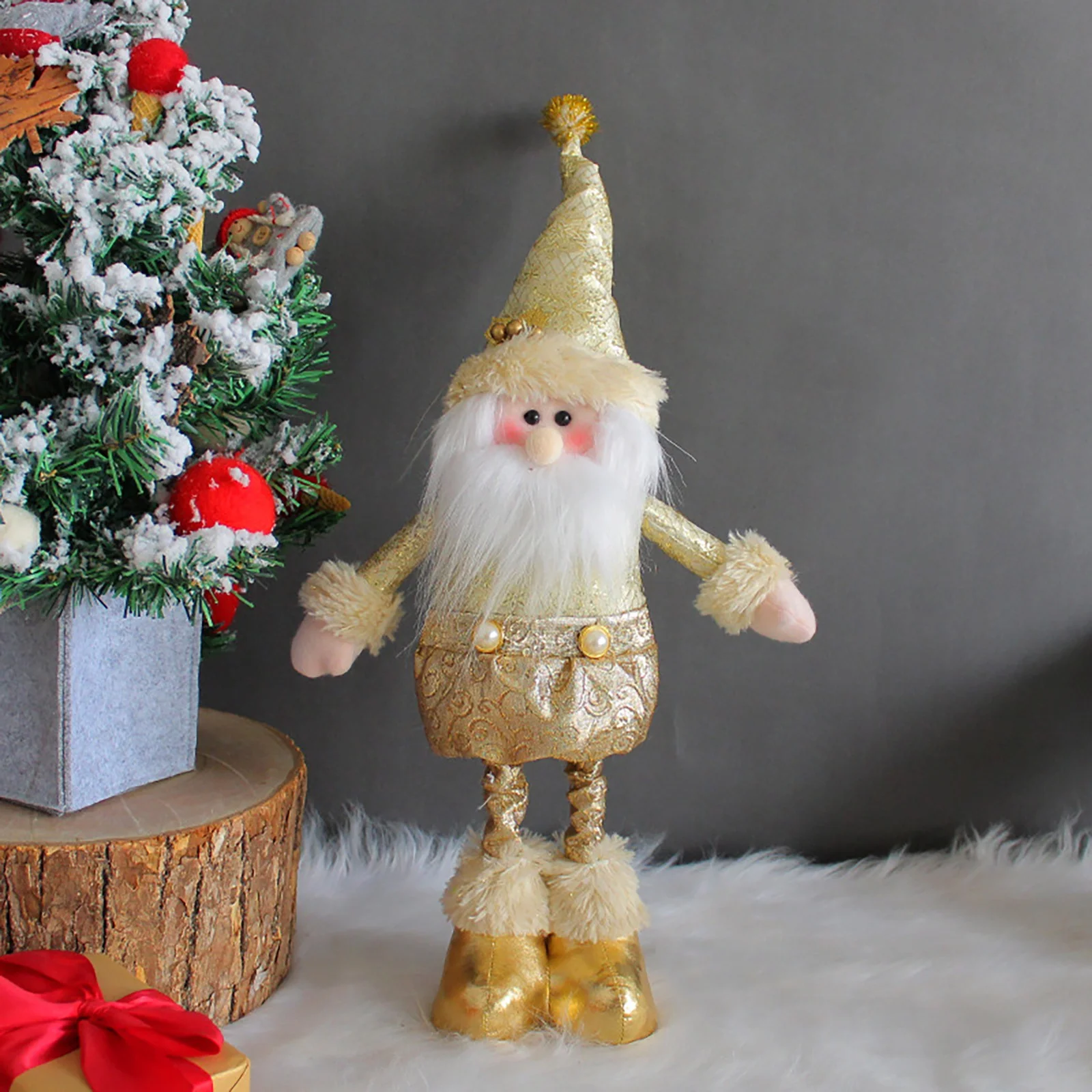 Santa Claus Snowman Christmas Scalable Doll Gold Christmas Standing Doll Decoration Present