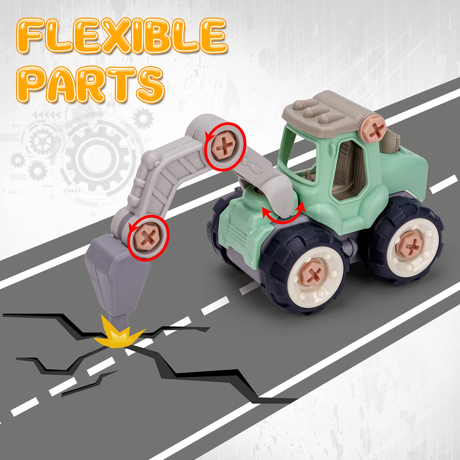 Dikence Toy Cars for 2 3 4 Year Old Boys, Construction Toys for Kids Age 2-5, Tractor Digger Building Educational Toy Sets for 2-5 Year Old Children Xmas Birthday Gift for Boys Girls Age 1 2 3