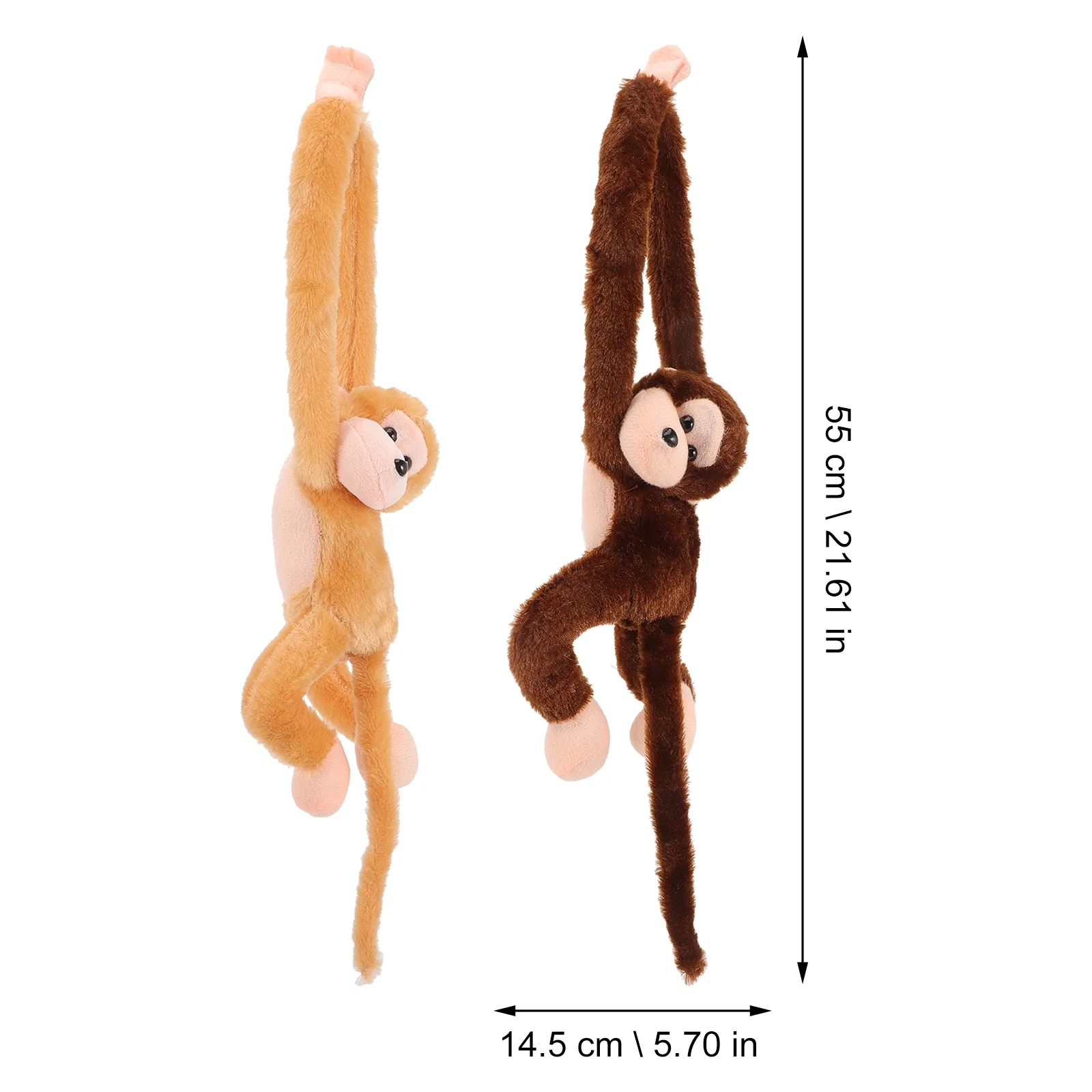 NUOLUX 2Pcs Hanging Plush Monkey Doll Stuffed Animal Plush Toy Gifts for Kids Adults