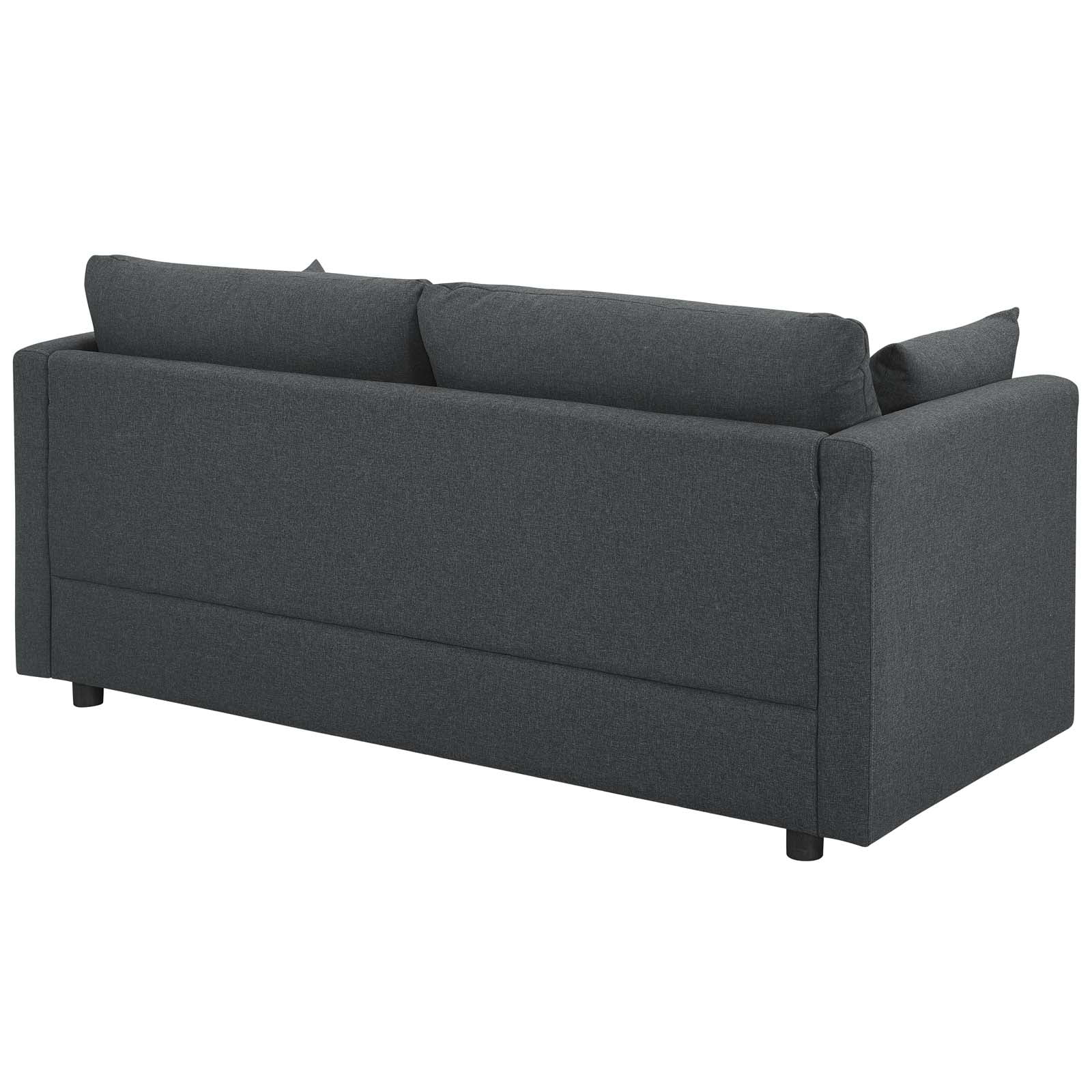 Modern Contemporary Urban Design Living Room Lounge Club Lobby Sofa, Fabric, Grey Gray