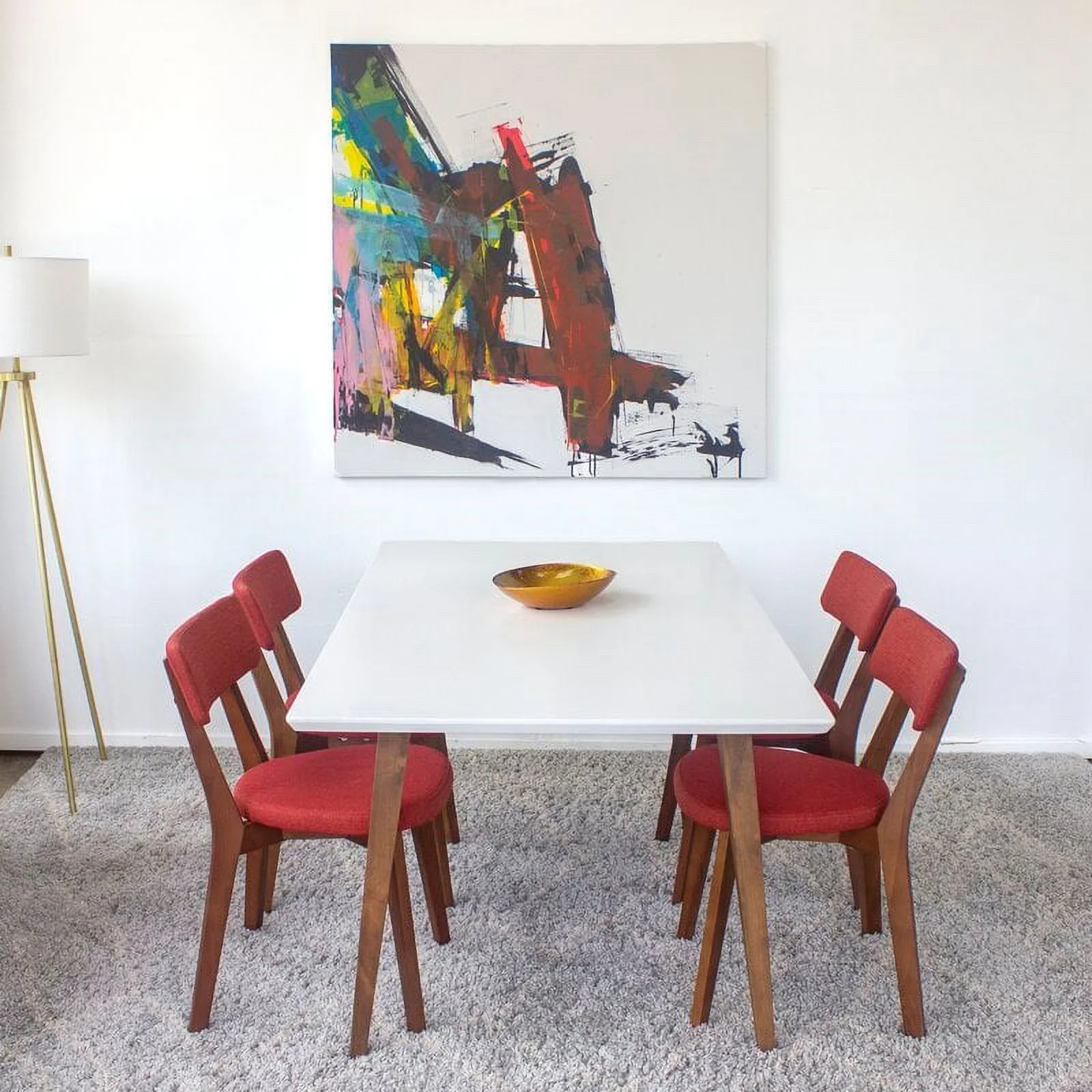 Mid-Century Modern Aven White Top Dining Table (Large)