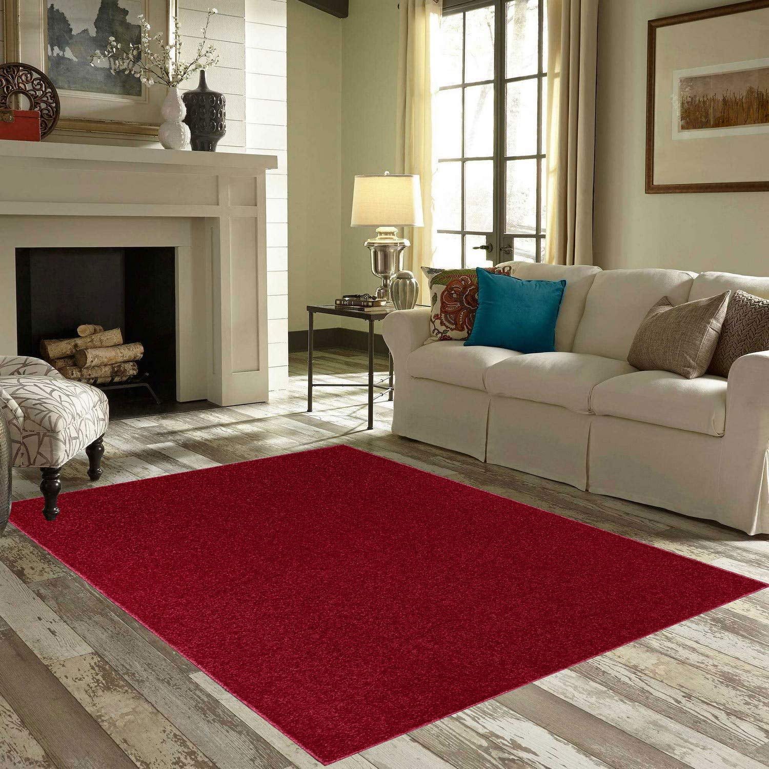 Bright House Solid Color Area Rugs Burgundy - 4' Octagon
