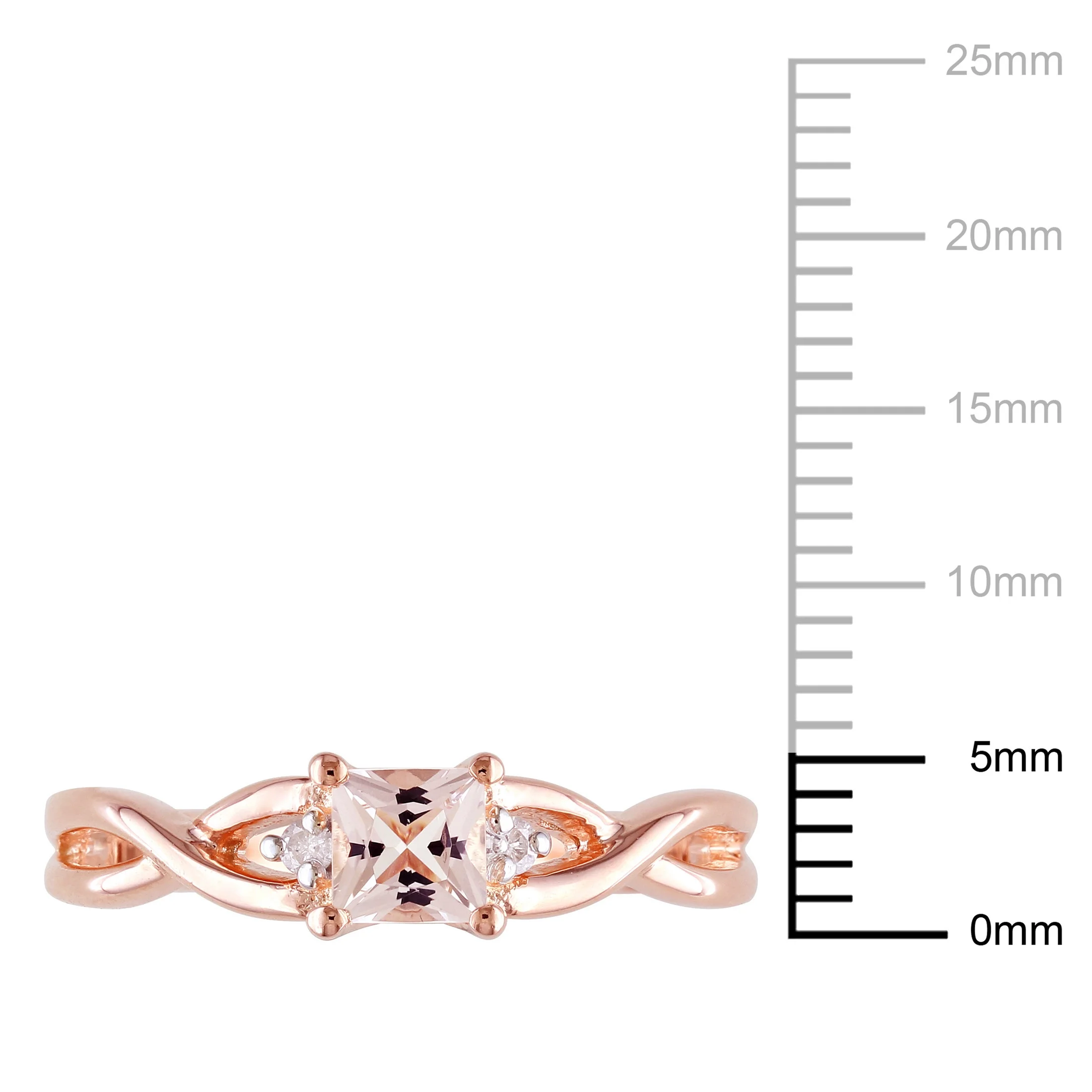 Miabella Women's 1/3 Carat T.G.W. Square-Cut Morganite and 0.04 Carat T.W. Round-Cut Diamond Accent Rose Gold Sterling Silver Alternative Bridal Ring