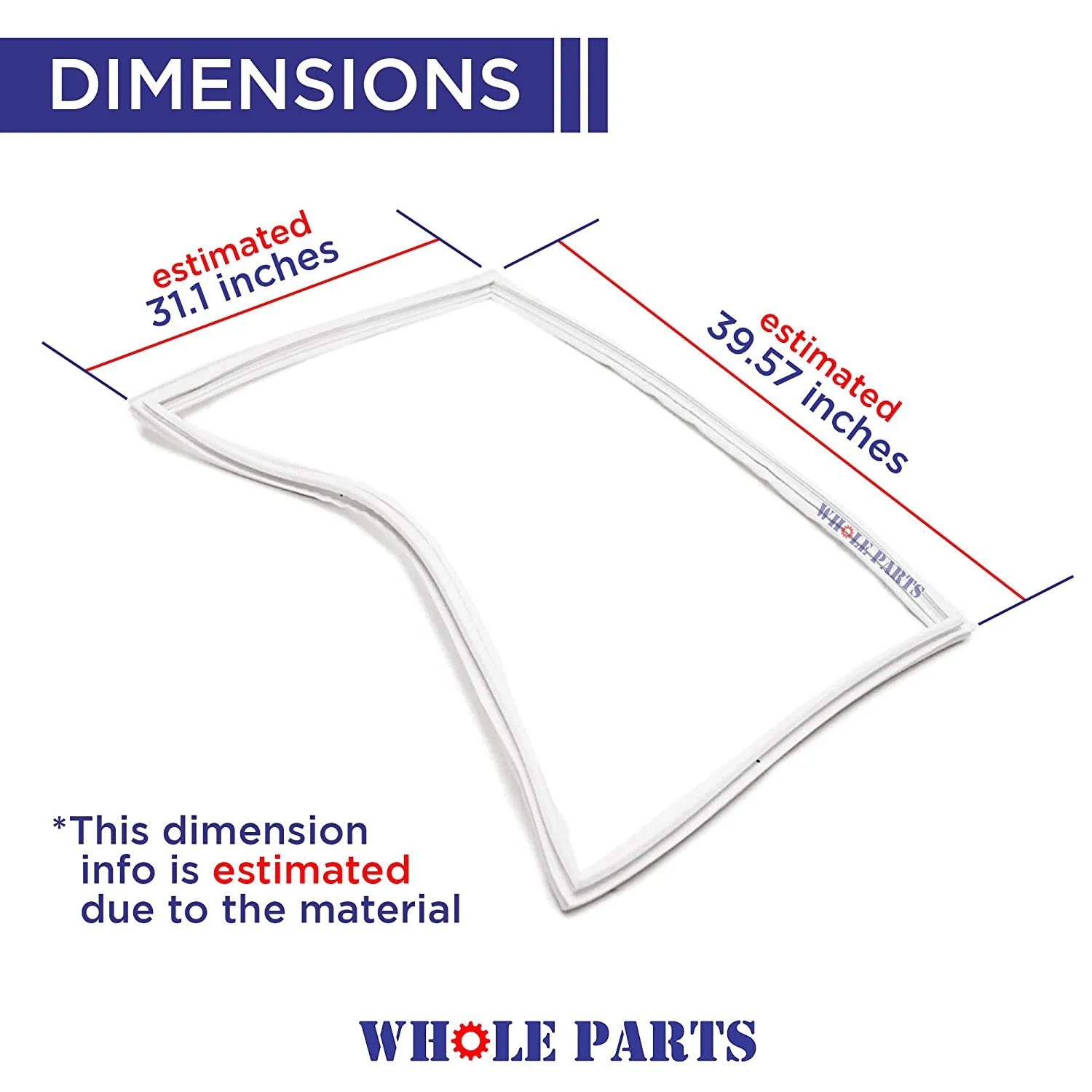 Whole Parts Refrigerator Fresh Food Door Seal Gasket, White Color, Part# W10443313 - Replacement and Compatible with Some Amana, Kenmore, Crosley, Jenn Air, Maytag and Whirlpool Refrigerators