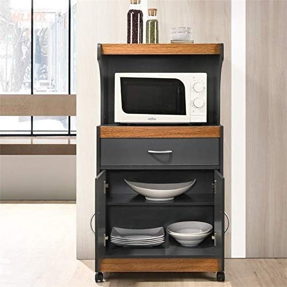 Microwave Kitchen Cart In Gray Oak