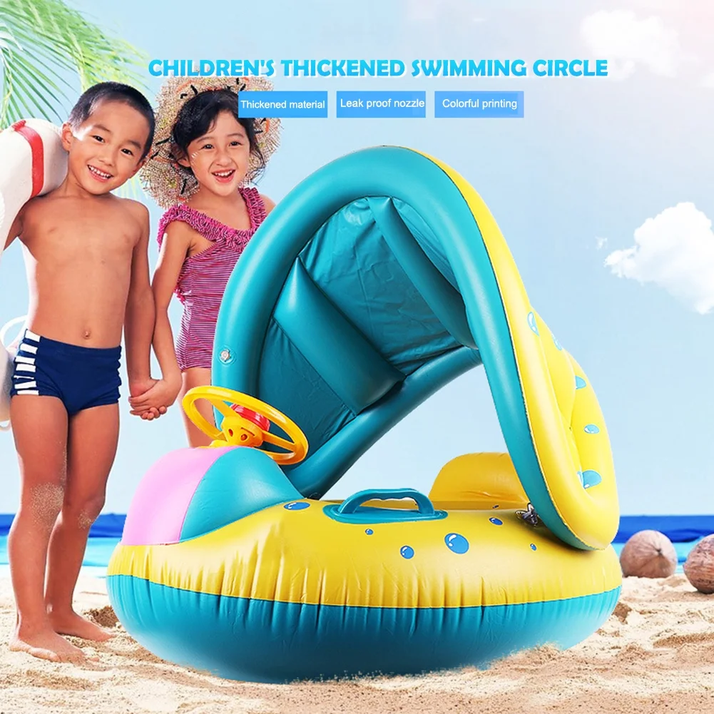 Children Pool Swimming Ring with Sunshade Inflatable Water Seat Float Toy