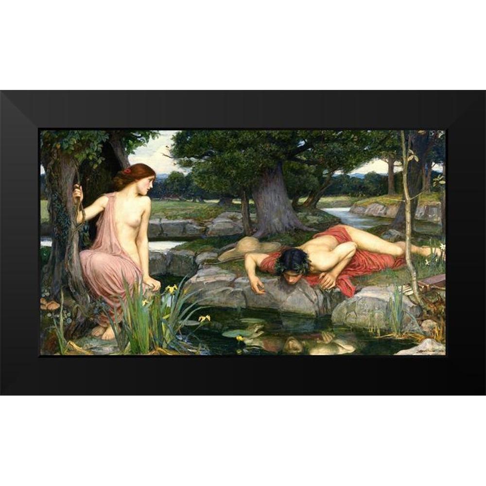 Waterhouse, John William 14x10 Black Modern Framed Museum Art Print Titled - Echo and Narcissus, 1903