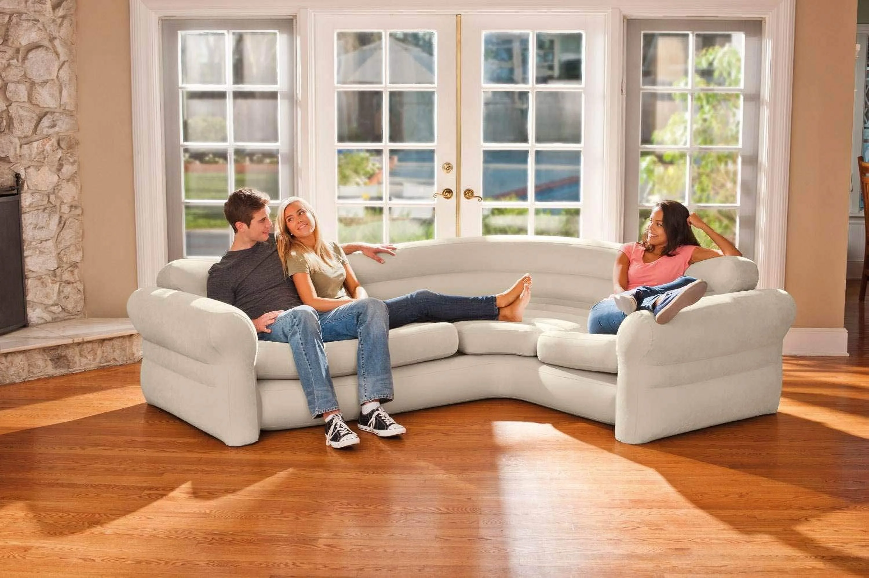 Inflatable Corner Living Room Neutral Sectional Sofa | 68575EP