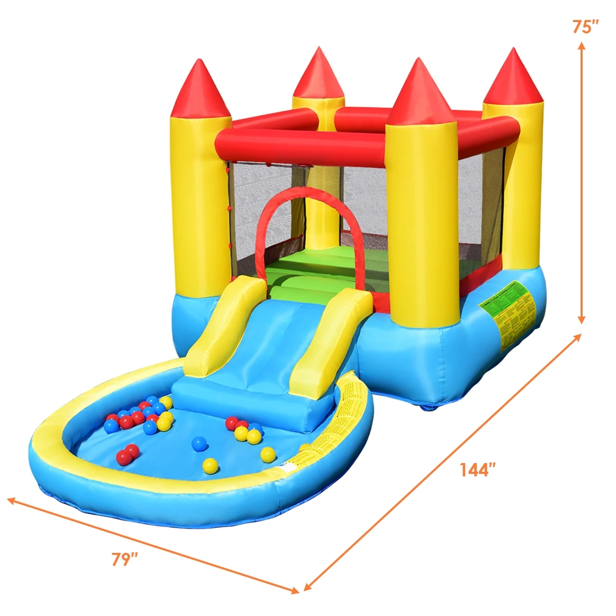 Infans Inflatable Bounce House Kids Slide Jumping Castle Bouncer w/Pool and 550W Blower