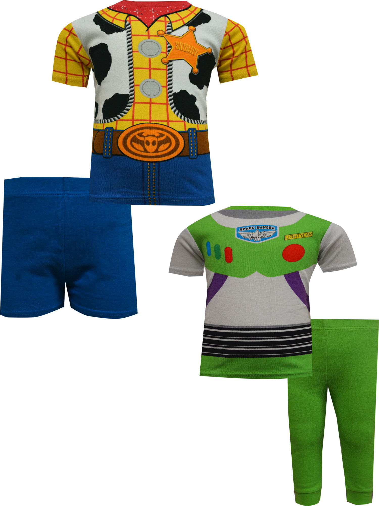 Disney Boys Toy Story Buzz Lightyear and Woody Toddler Cotton 4 Pc Pajamas (4T)