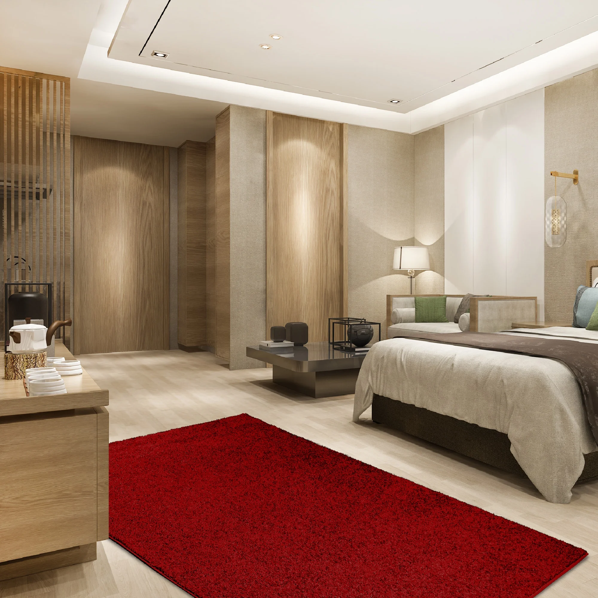 Furnish my Place Modern Plush Solid Color Rug - Red, 3' x 48', Pet and Kids Friendly Rug. Made in USA, Runner, Area Rugs Great for Kids, Pets, Event, Wedding