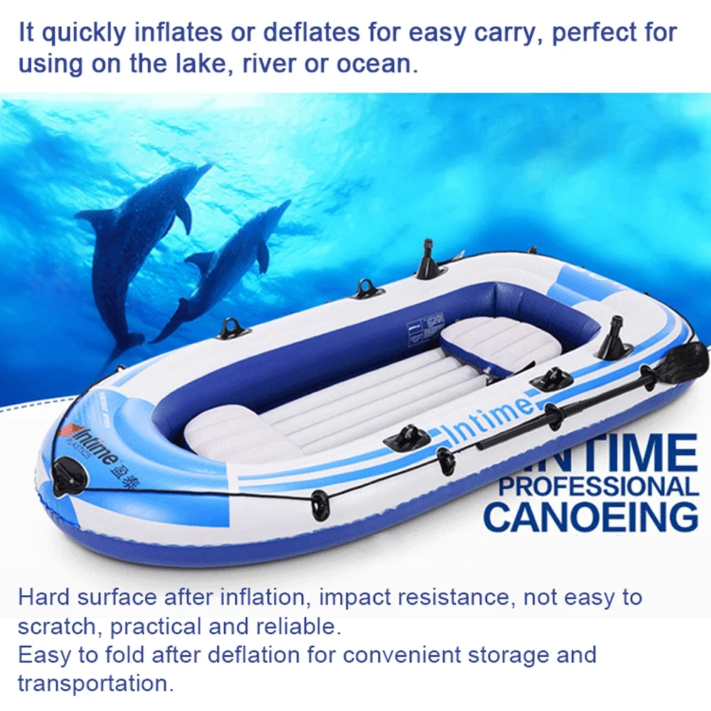 Outdoor Kayak with 2 Paddle Oars, 4 People PVC Inflatable Boat, Water Sports Dinghy Fishing Rowing Raft