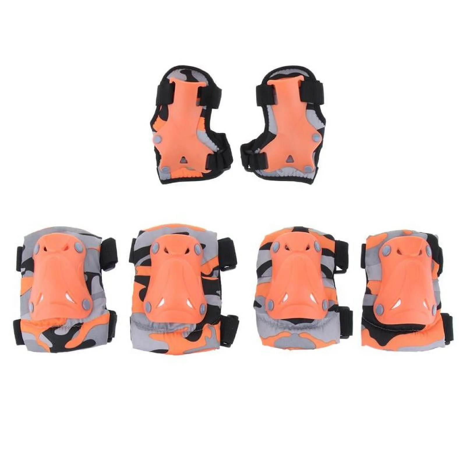 Kids Child Skating Scooter Protective Gear Knee Elbow Hand Pads Set Orange L