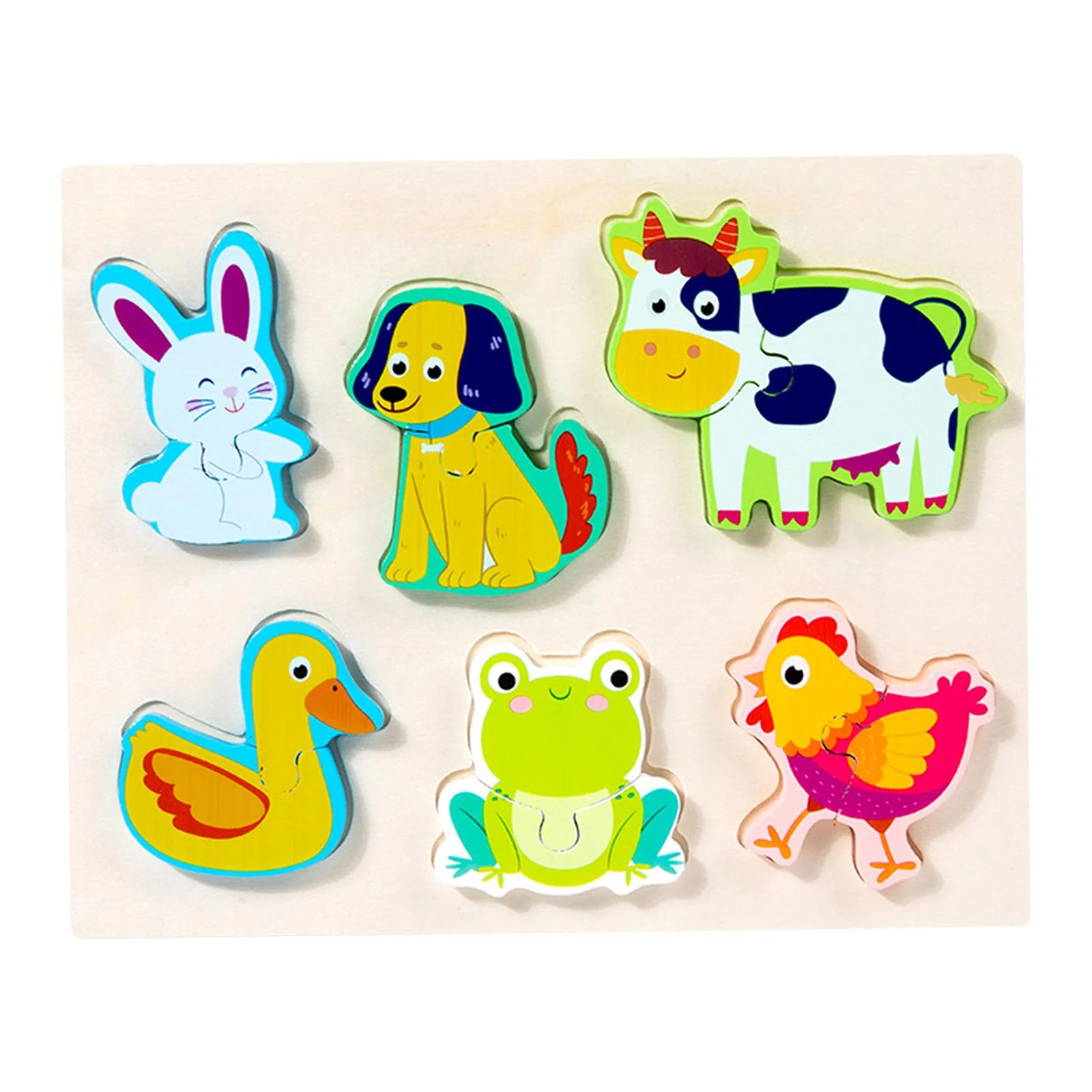 Wooden Puzzle Developmental Games Early Learning Educational Toys Colors and Shapes Cognition Montessori Toys for 1 2 3 Year Old Girls Boys Animal B