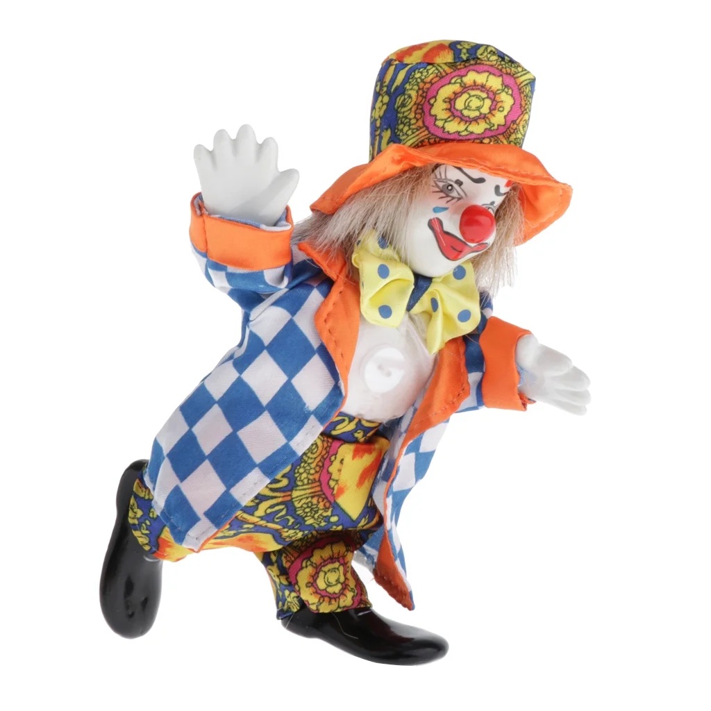 6 inch Adorable Kids Clown Model Porcelain Harlequin Doll for Valentines Gift Clown Doll Model Collectibles