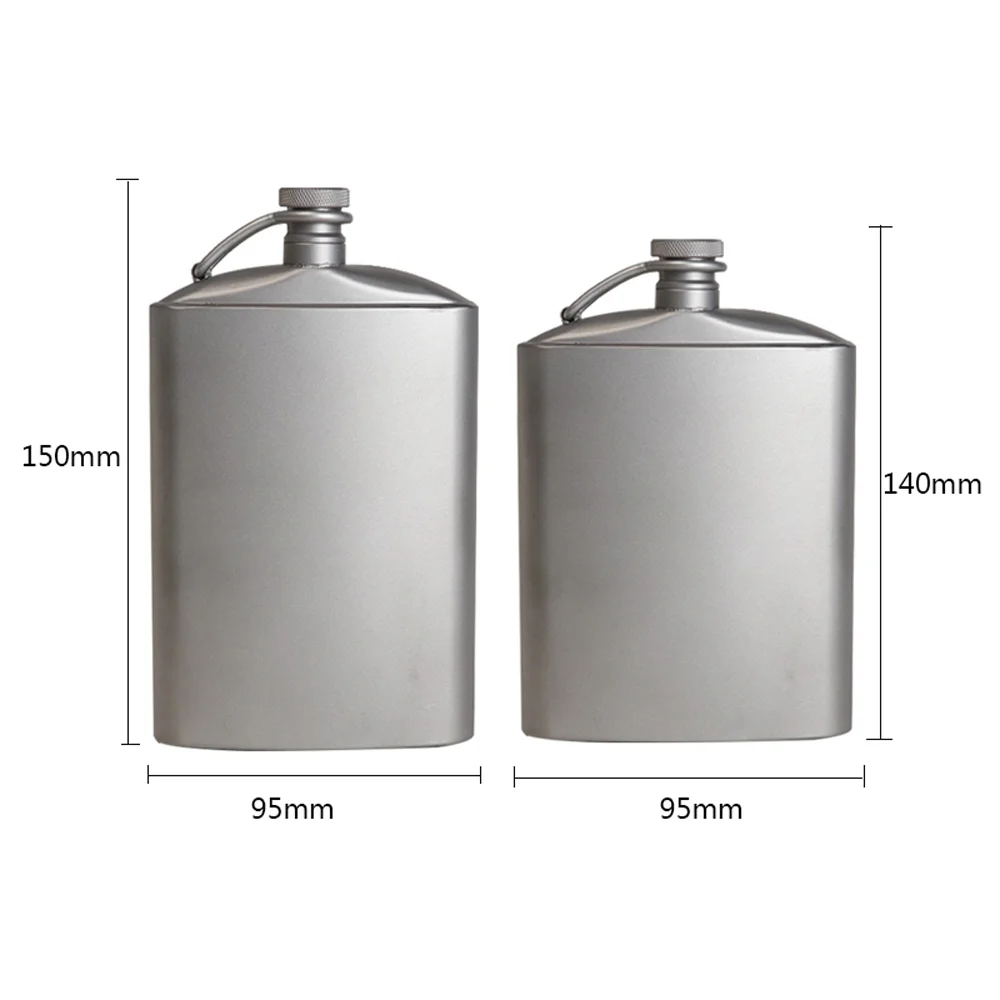 OWSOO Titanium Flask Hip Flagon with Screw Clip Ultralight Hydration Flat Bottle with Ti Funnel for Outdoor Hiking