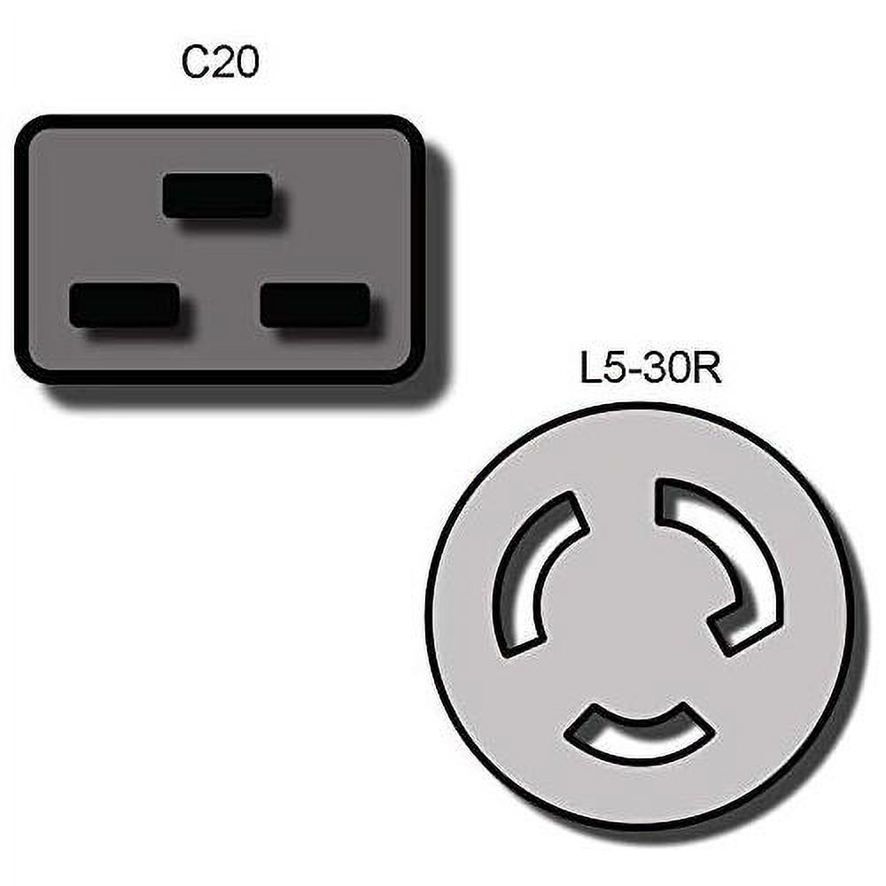 IEC C20 To NEMA L5-30R Plug Adapter - 1 Foot, 20A/125V 12 AWG - # IBX-1055-01