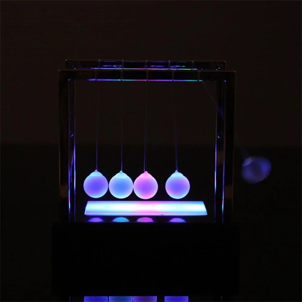 Newtons Cradle LED Light Up Kinetic Energy Home Office Science Toys Home Decor
