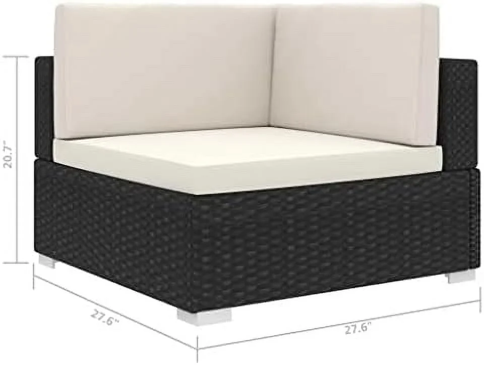 KHBIULIFE Gray Poly Rattan Sectional Corner Chair with Cushions - Weather Resistant  Modular & Light-Weight Design  Perfect for Outdoor Garden and Patio