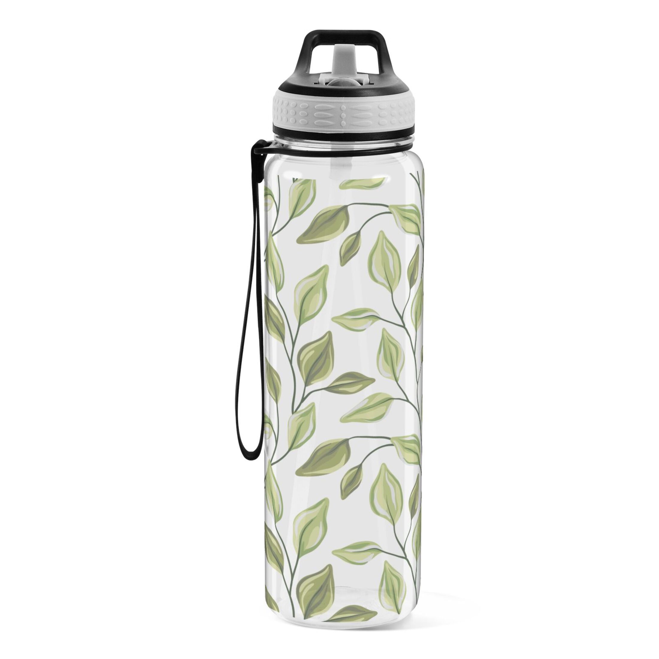 Abstract Leaves 32oz Water Bottles with Straw Tritan Leakproof Sports Bottle BPA Free Clear for Fitness Gym Swimming Cycling