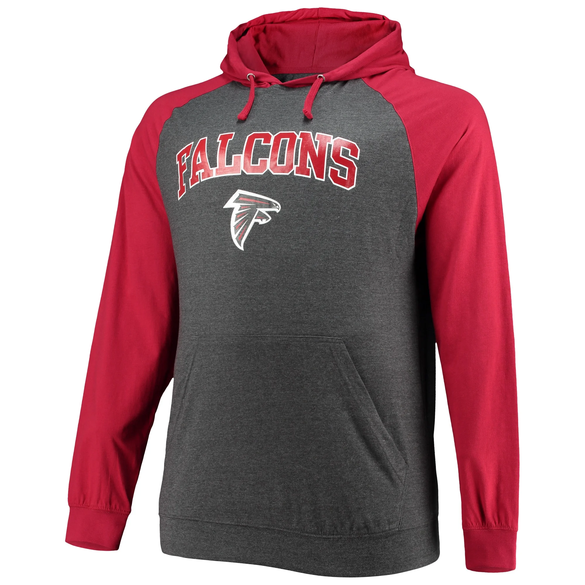 Men's Fanatics Branded Red/Heathered Charcoal Atlanta Falcons Big & Tall Lightweight Raglan Pullover Hoodie