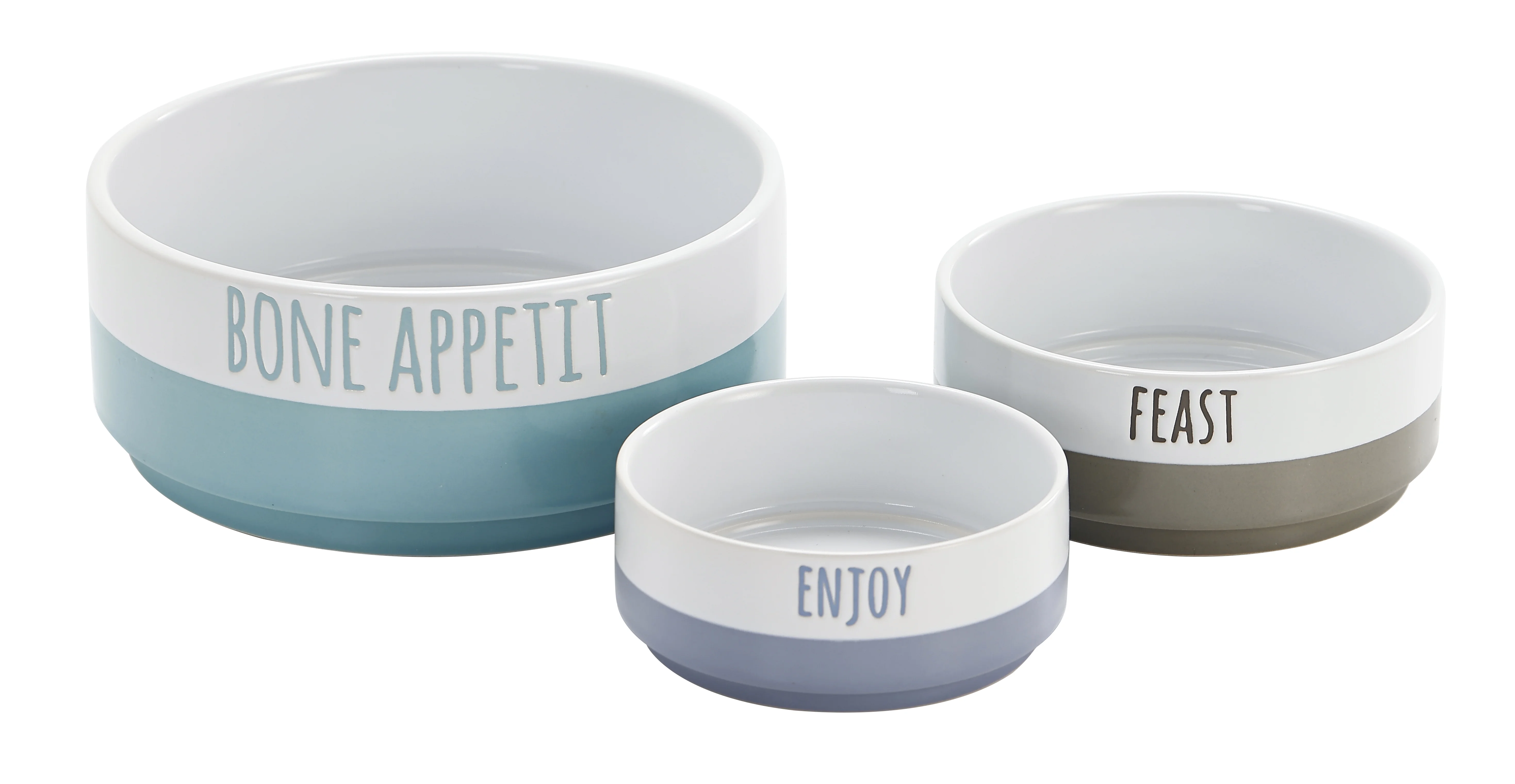 Bico Minimalistic BONE APPETIT Ceramic 76oz Pet Bowl, for Large Size Dog, Puppy, Cat, Kitten, Durable and Dishwasher Safe Stoneware