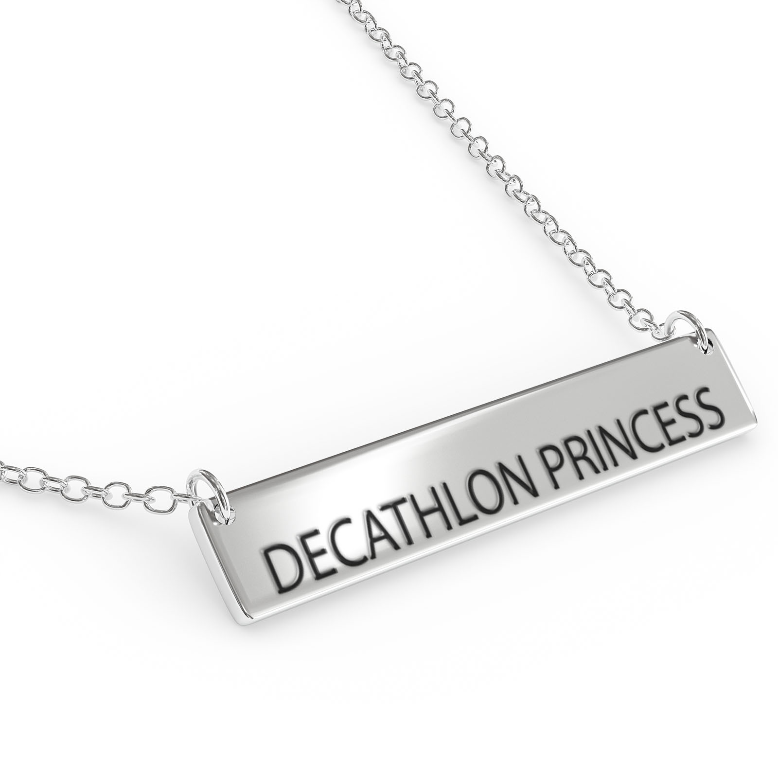 Decathlon Princess Women's Bar Pendant Necklace Sterling Sliver