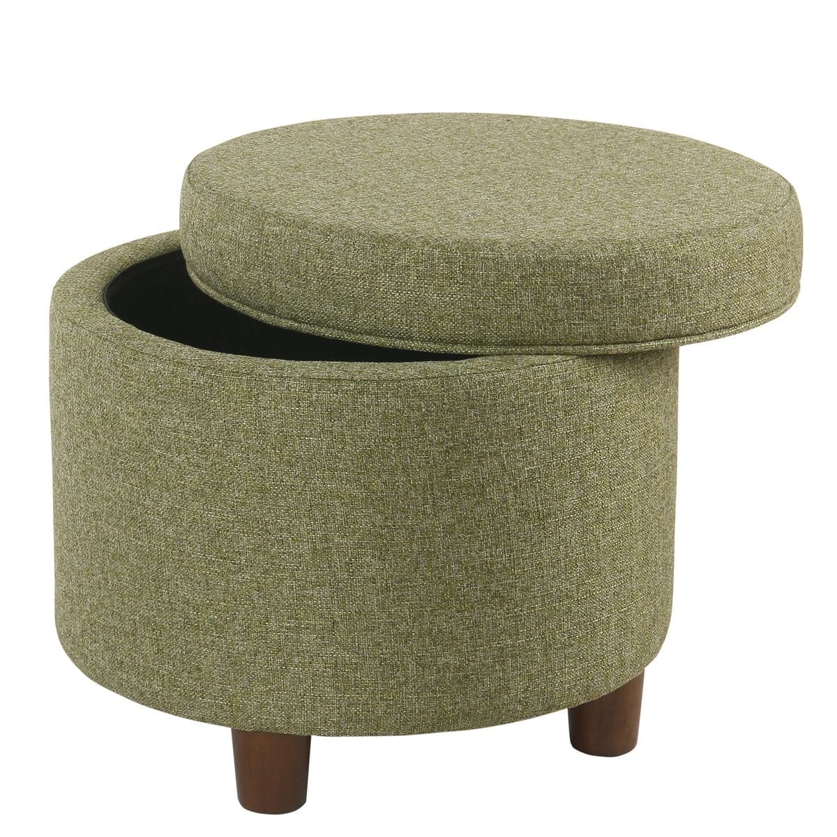Porch & Den  Parkchester Green Tweed Round Storage Ottoman