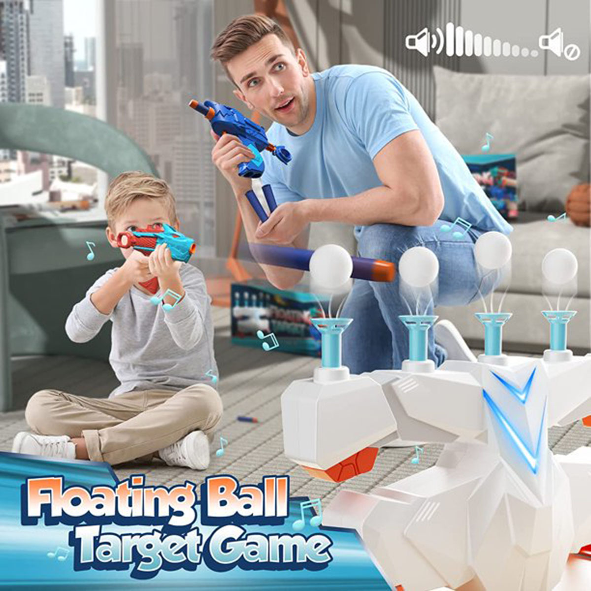 Kids Floating Ball Targets with 2 Foam Shooting Guns Toy,  Fun Game Set Wonderful Gifts for Kids