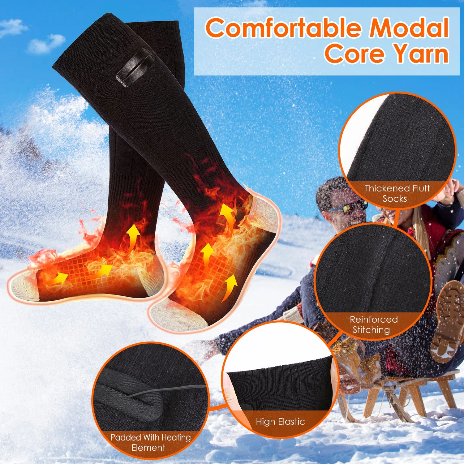 Electric Heated Socks iMounTEK 5000mAh Rechargeable Heated Socks for Men Women, 4 Heat Settings, Hunting Hiking Ski