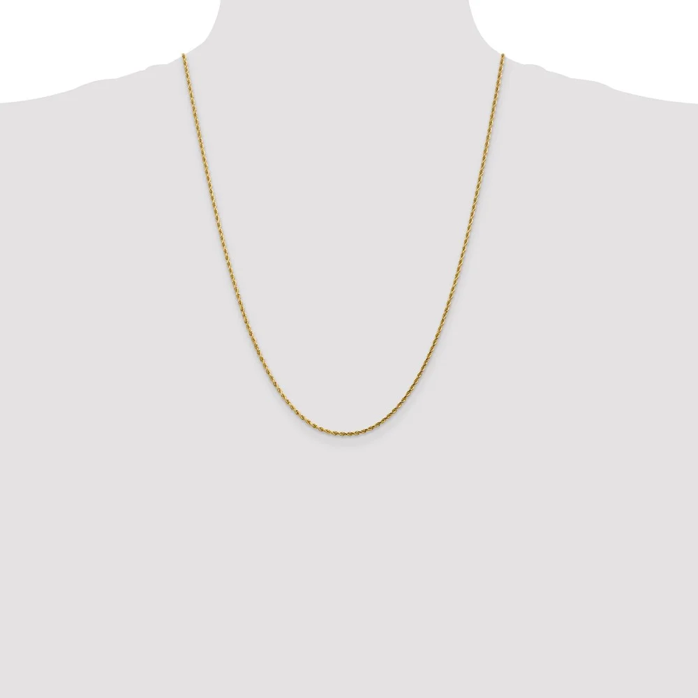 Leslie's Real 14kt Yellow Gold 1.75mm Diamond-Cut Rope Chain; 24 inch; Lobster Clasp; for Adults and Teens; for Women and Men