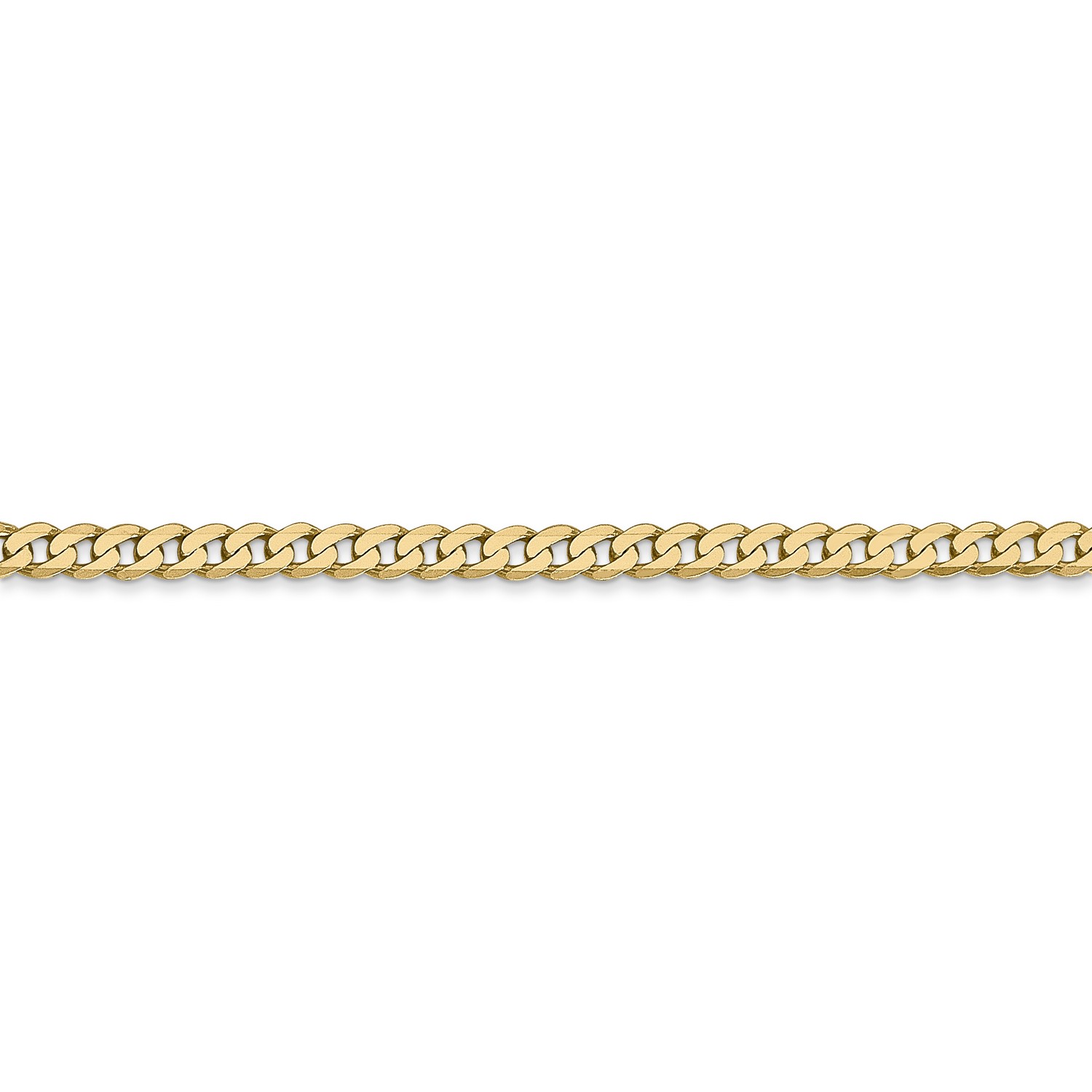 Flat Beveled Curb Chain Necklace in Real 14k Yellow Gold
